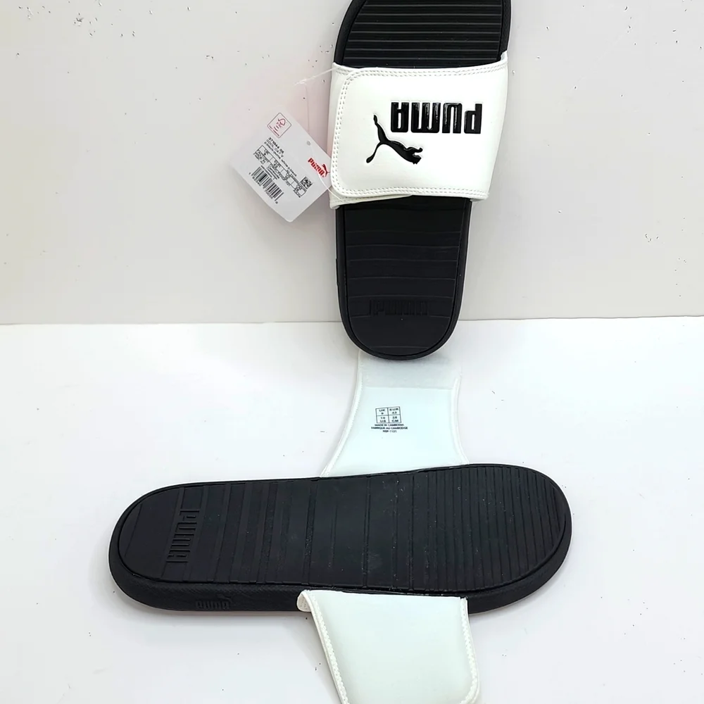 ⭐️PUMA💯 MEN’S FLIP FLOPS,  WHITE AND BLACK, SIZE 10